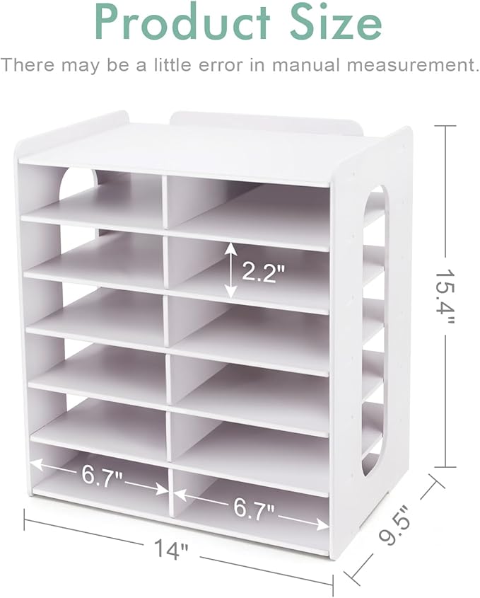 SONGWAY Desktop Mail Sorter Organizer - Small File Organizer for Desk, Desk Bills Storage, 12 Slots Ink Pad and Stamp Pad Storage Rack