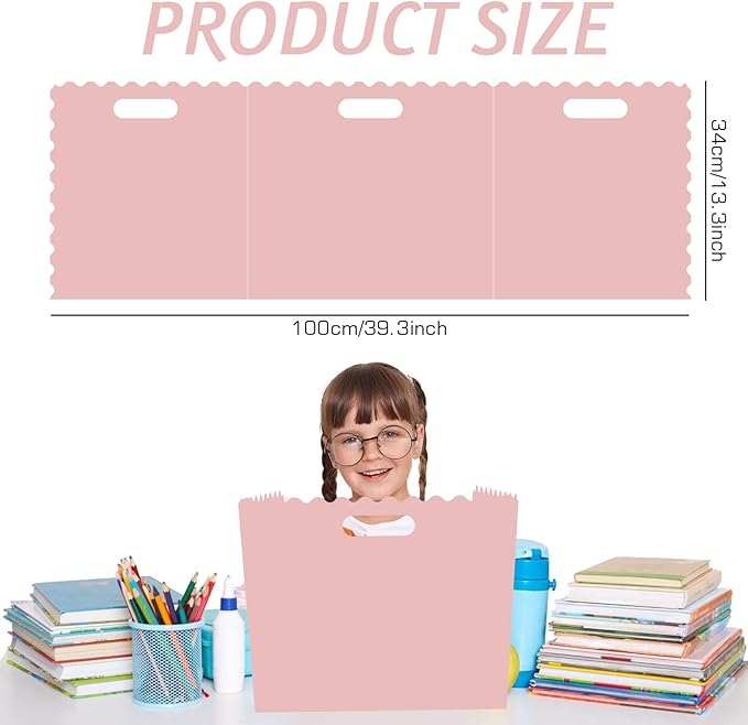 Whaline 24 Pcs Student Desk Privacy Boards Pink Classroom Desk Divider Shield Privacy Panel Folders Screen Partition for School Teacher Student Test Supplies
