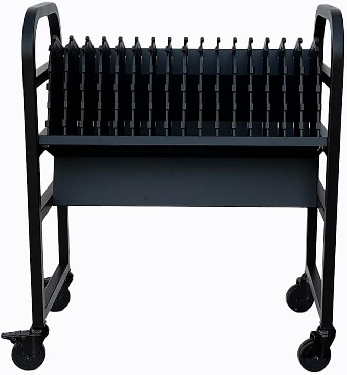 Workington 16-Device Mobile Open School Charging Cart Station for Ipads, Chromebooks, Tablets and Laptops Computer with Power Strip Included, Assembly Required, 1005 Black