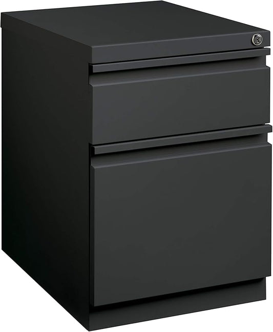 20 Inch Deep Metal Mobile Pedestal File 2 Drawer Box-File with Full Width Pull, for Home and Office, Holds Letter Width Hanging Folders, Charcoal