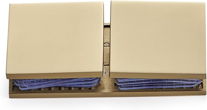 Ranbo Square Frameless Glass Clamp Connector for Shower Door Fixed Panel, Corner Clamp, 304 Stainless Steel, 5/16" - 1/2" (8-12 mm) Thickness, 2 PC, Gold