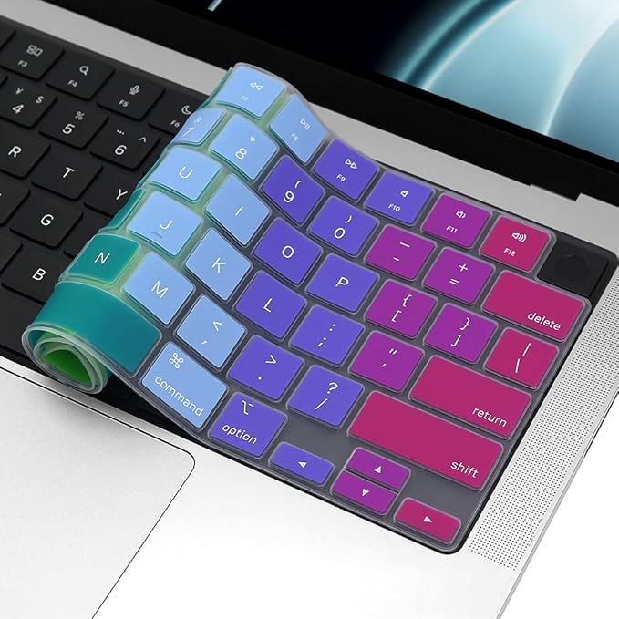 ProElife Keyboard Cover Skin for 2026-2022 MacBook Air 13.6 inch 15.3 inch M5 M4 M3 M2 Chip A3449 A3240 U.S Enter TPU Protector for MacBook Air 13'' 15'' M5 M4 M3 2026 2025 2024 Accessory (Rainbow)