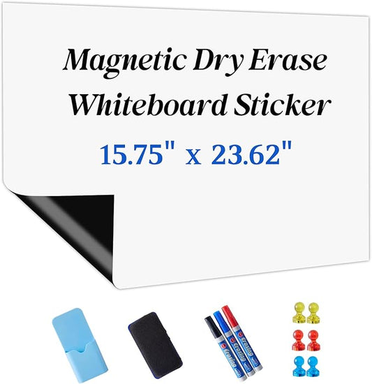 Magnetic Whiteboard Contact Paper Adhesive 15.75" x 23.62", Dry Erase White Board for Wall, White Board Sticker Easy to Write and Clean Magnet Board for Classroom Office Home