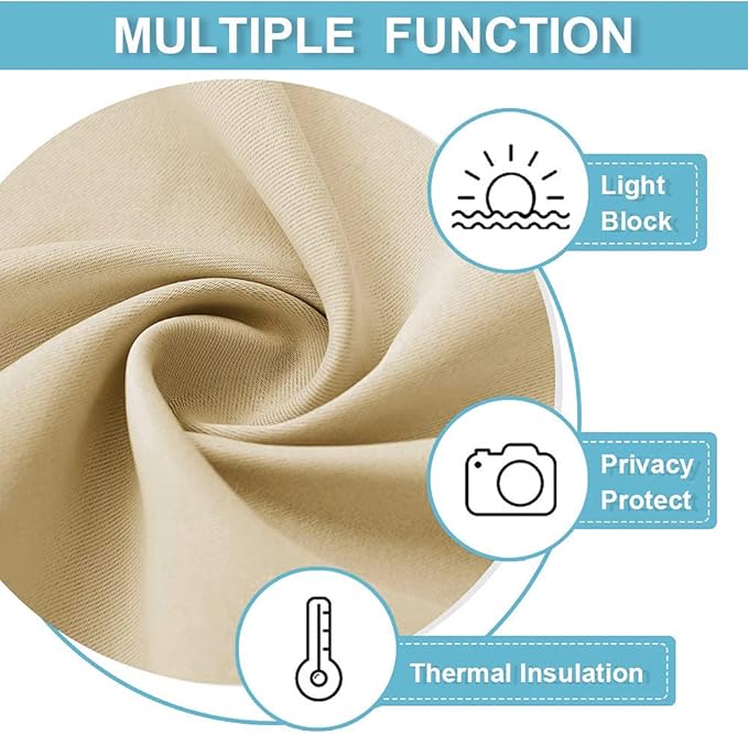 RYB HOME Wall Divider Curtain for Living Room, Noise Reduction Privacy Curtain with Anti-Rust Grommet Top Blackout Curtain for Bedroom/Kids Room, 7 ft Tall x 8.3 ft Wide, Cream Beige, 1 Pack
