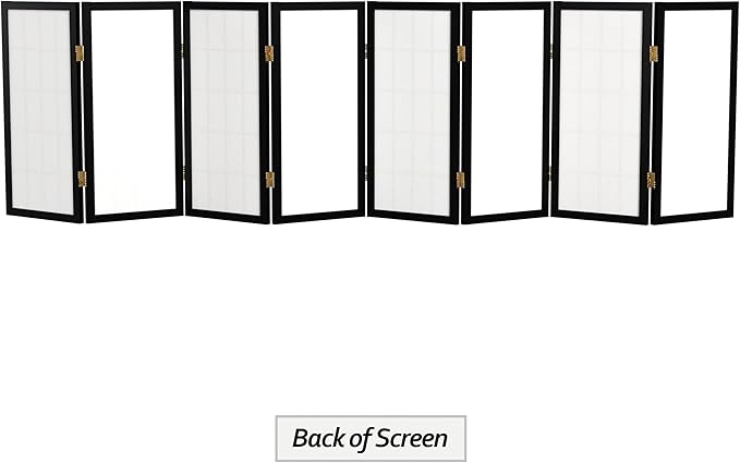 2 ft. Short Desktop Window Pane Shoji Screen - Black - 8 Panels