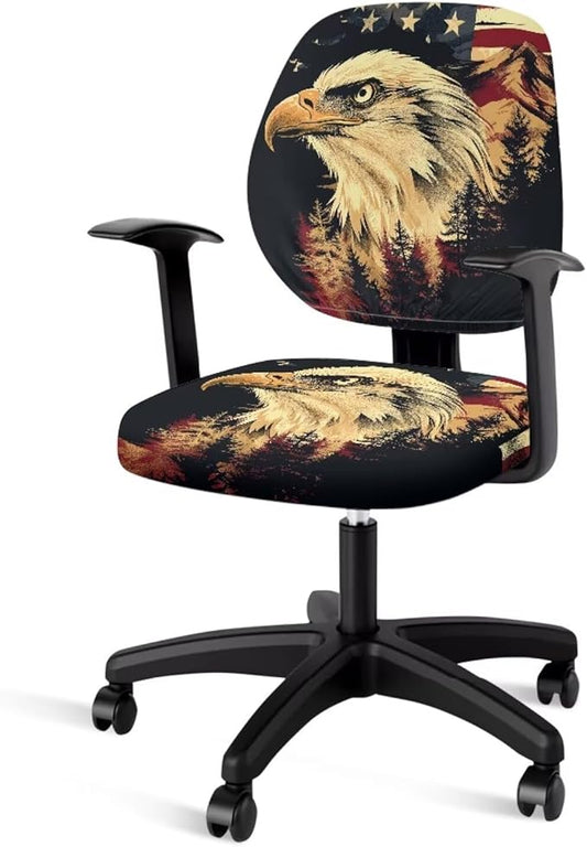 GLENLCWE Stretch Office Chair Covers Stretch Computer Desk Chair Cover USA Flag Eagle Computer Chair Slipcover Universal Desk Rotating Chair Slipcovers