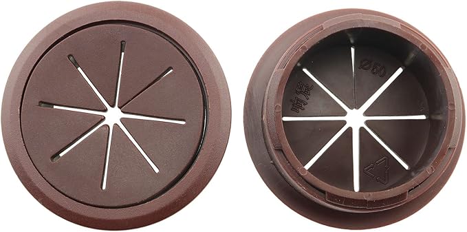 HJGarden 2PCS 50mm Desk Grommets Wire Hole Cover Flexible Desk Cord Organizer for Office PC Cable Managing and Hiding, Brown