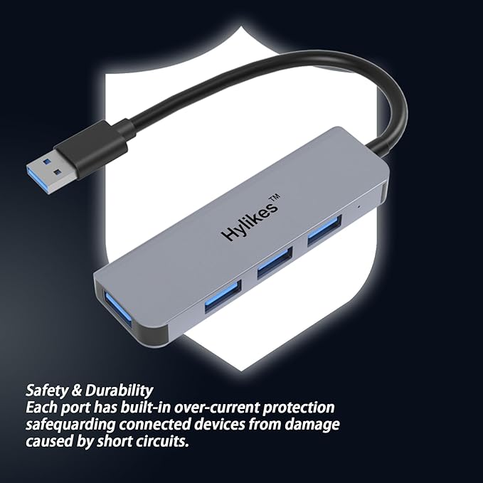 USB 3.0 Hub, 4 Ports USB 3.0 Hub with 5Gbps Data Transfer for Laptop,Dell, Chromebook,Keyboard,Mouse,HDD,iPhone 15/15 Pro,Galaxy S23, and More