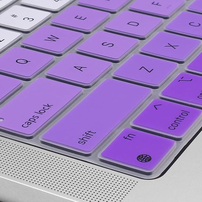 ProElife Keyboard Cover Skin for MacBook Air 13.6 15 inch 2024 2023 2022 M3 M2 Chip A2681 A2941, Ultra Thin Keyboard Protector U.S Enter for 2024-2022 Air 13.6'' 15'' M3 M2 Accessory (Ombre Purple)
