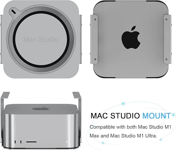 IFCASE Aluminum Under Desk Mount for Mac Studio M4 M3 M2 M1 Max, Ultra with Anti-Scratch Pad (Silver)
