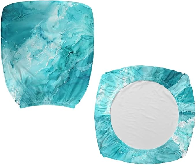Blue Marble Print Office Chair Covers for Women Stretchable Office Chair Seat Cover 2 Piece Washable Gaming Chair Cover Universal Fit Wheelchairs,Computer Chairs,Gaming Chairs