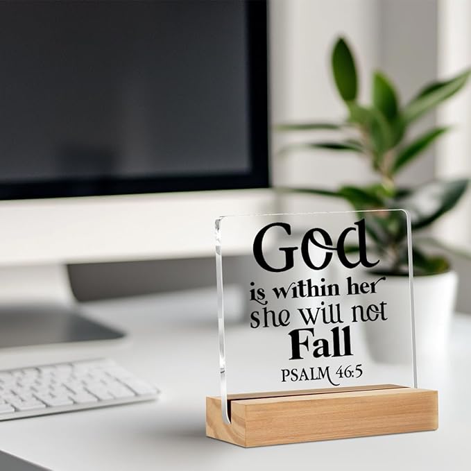 Christian Gifts for Women Acrylic Sign Decor Christian Home Office Table Decor Acrylic Plaque, Bible Verse Shelf Cubicle Desktop Art Decoration, Inspirational Religious Gifts for Women Friend Her