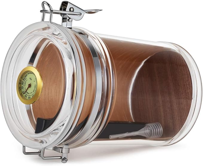 XIFEI Acrylic Humidor Jar with Humidifier and Hygrometer,humidor That can Hold About 18 Cigars (Clear)