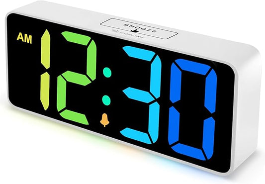 DreamSky Large Digital Alarm Clock Big Numbers for Seniors & Visually Impaired, RGB 9 Inches Desk Clock for Bedroom, Dimmable Jumbo Display, USB Ports, Loud Alarm for Heavy Sleepers, Adjustable Volume