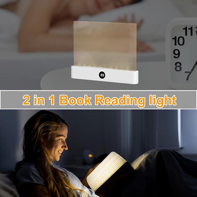 Book Light, Rechargeable Reading Lights for Books in Bed - Eye Caring 3 Color Temperatures, Stepless Dimming Brightness, Timer, Long Lasting, Portable Flat Book Light for Book Lovers (White)