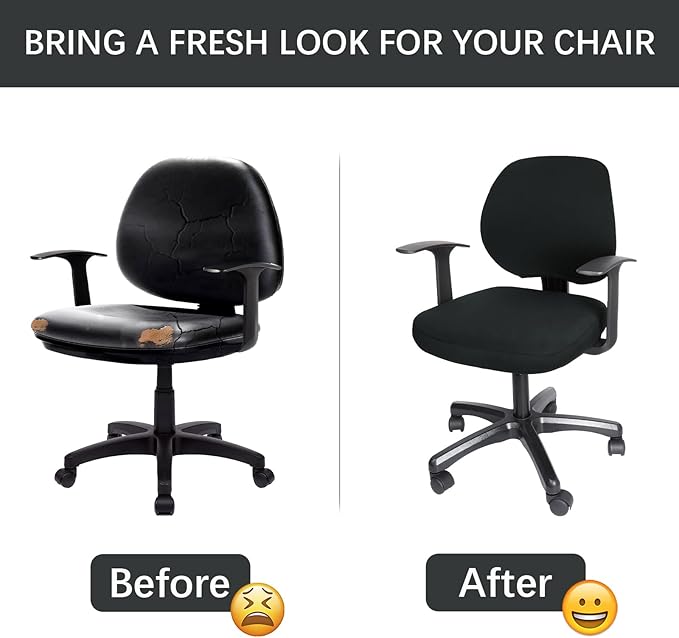 WOMACO Office Computer Chair Cover, Stretch Universal Rotating Rolling Desk Chair Slipcover, Stretchable Office Chair Seat Protector (Black)
