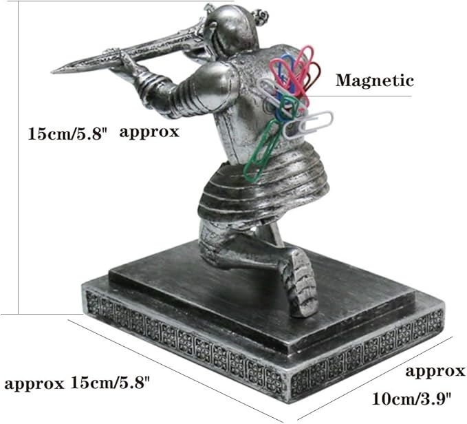 Knight Pen Holder Magnetic Cool Desk Accessories and Organizers Executive Soldier Knight Pen Holder Nice Christmas Gift for Boyfriend Husband Dad Son