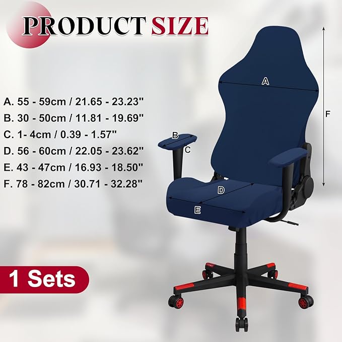 uxcell Gaming Chair Covers, Stretchable Office Computer Chair Slipcover with Armrest Covers, Elastic Seat Protector for Office Reclining Racing Game Chair, Blue