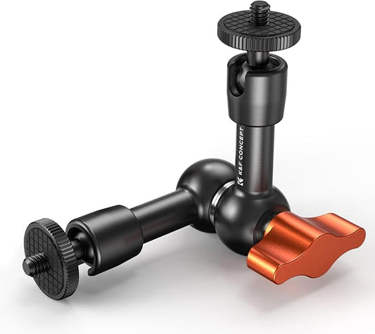 K&F CONCEPT 6" Magic Arm 1/4" Screw 360°Ballhead Articulating Mini Arm Mount for Monitor, LED Light, Webcam