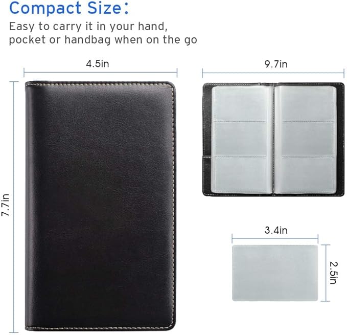 Sooez Leather Professional Business Card Book Holder Organizer, 240 Capacity Credit Card Booklet, PU Name Cards Holder Storage File for Men Women, Blue