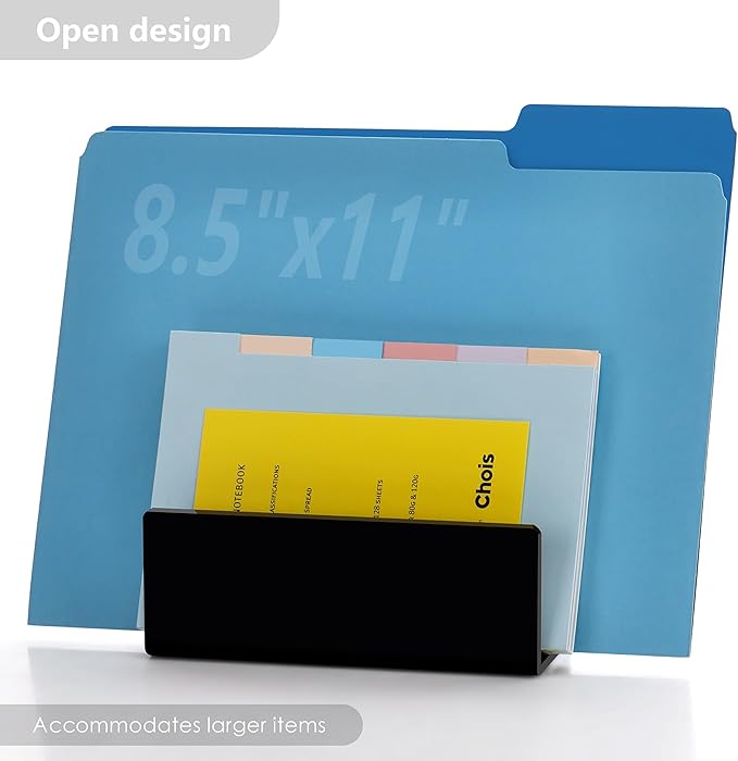 Acrylic Desk Mail Organizer Sorter, Black Small File Holders, Countertop Letter Envelope Bill Filling Folders Organization, Paper Document Storage Rack for Office,Home, School
