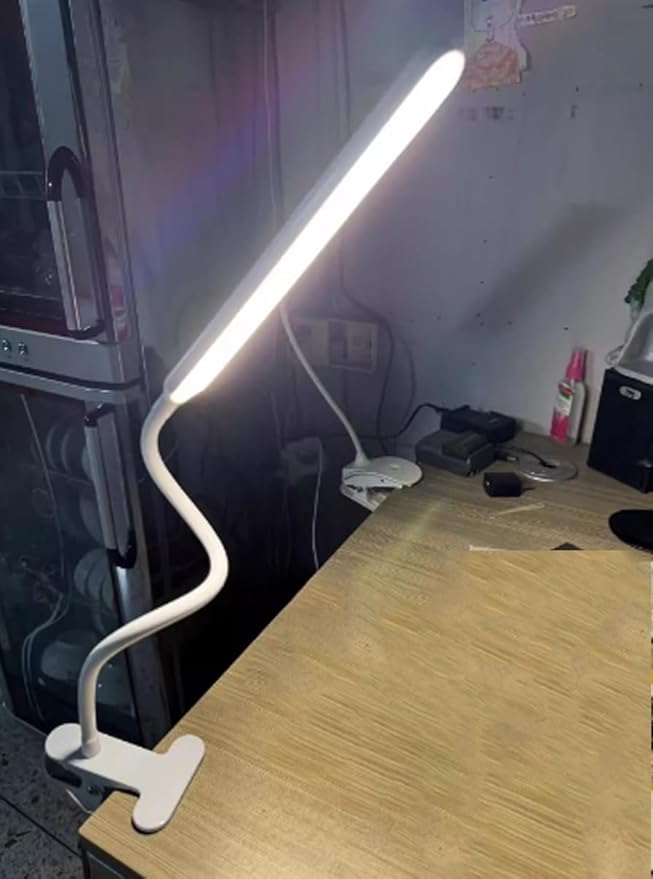 Clip on Light LED Desk Lamp LED Light and Metal Clip, 10 Level Brightness 3 Color Modes, Power by USB Port 10W Flexible Gooseneck Reading Light for Home and Office (Black)