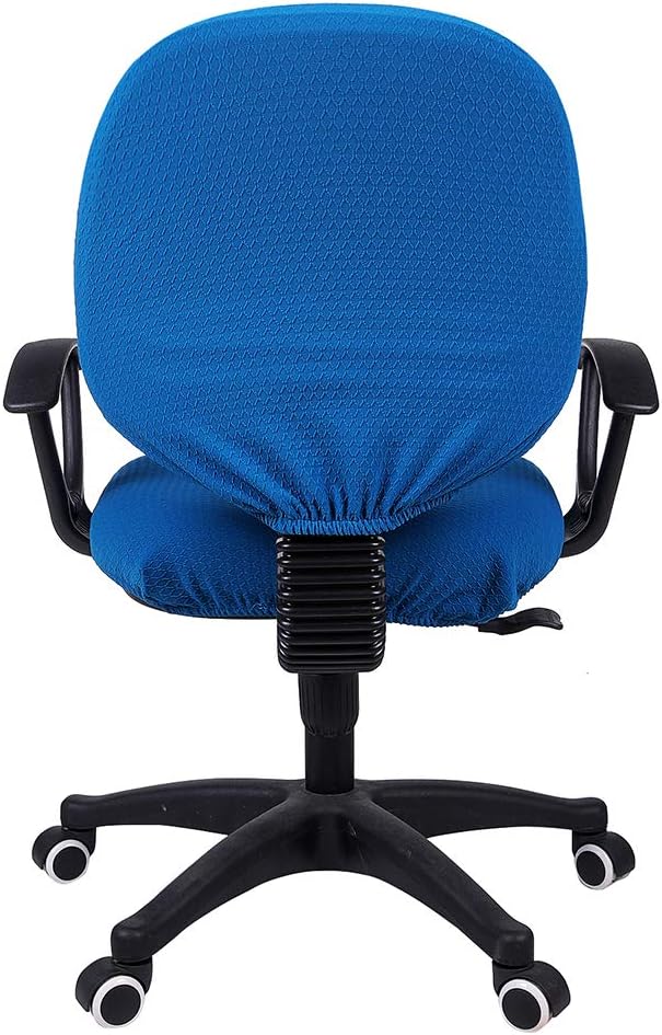 Smiry Stretch Jacquard Office Computer Chair Covers, Removable Washable Universal Desk Rotating Chair Slipcovers Protector, Seat + Backrest Cover, Ocean Blue