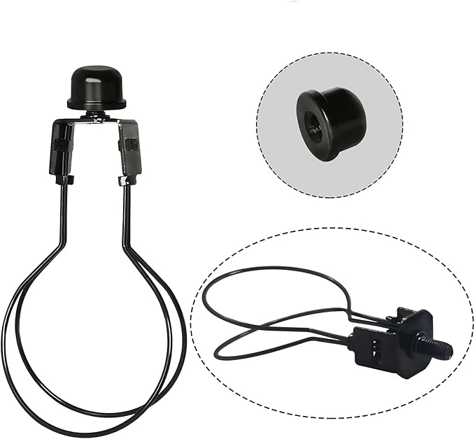 GY & CK® Lampshade Clip-on Adapter, Light Bulb Clip holder. Clip On Light Bulb Adapter with Finial Set DIY Lighting Accessories Black (2 PACK)