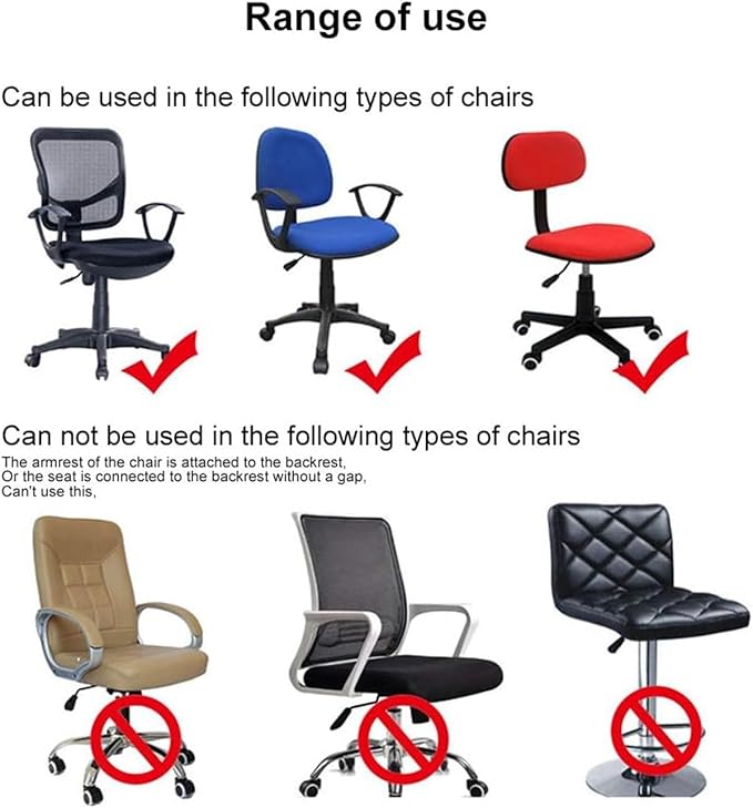 MIFXIN Stretch Computer Office Chair Covers 2 Piece Jacquard Elastic Slipcovers Furniture Protector for Rotating Computer Chairs, Only 1pcs Backrest Cover & 1pcs Seat Cover, NO Chair (Grey Blue)