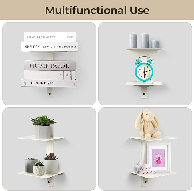 Floating Book Shelves for Wall, 6 Tier Invisible Floating Bookshelf, Vertical Spine Book Tower, Wall Mounted & Space Saving, Heavy Duty Metal Book Organizer for Home Office, 3 Pack White
