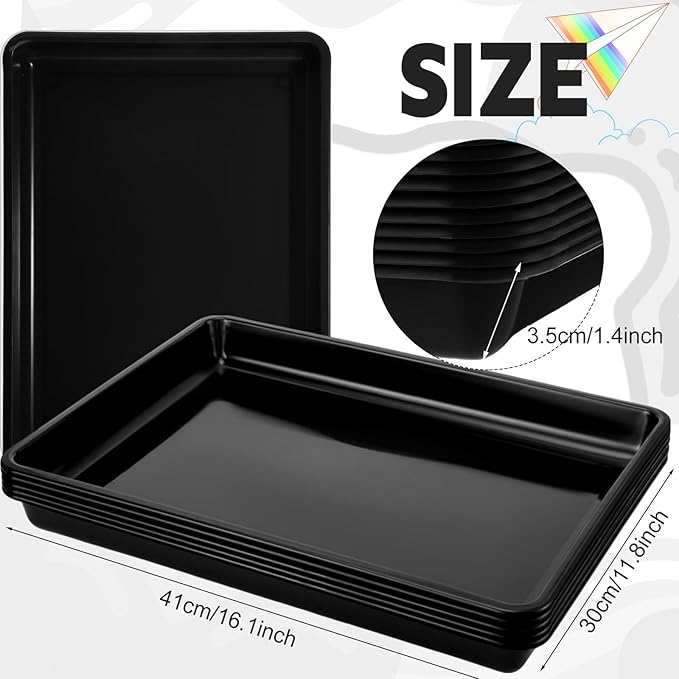 Hoteam 5 Pcs Paper Trays for Classroom Plastic Storage Bin Tray Bulk Stackable File Organizer for School Office Teacher Book Organization Supplies(Black,16.14 x 11.81 x 1.38 Inch)