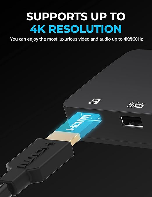 SABRENT KVM Switch, USB-C, 1 PC to 2-Displays with 60 Watt Power Delivery (USB-CKDH)