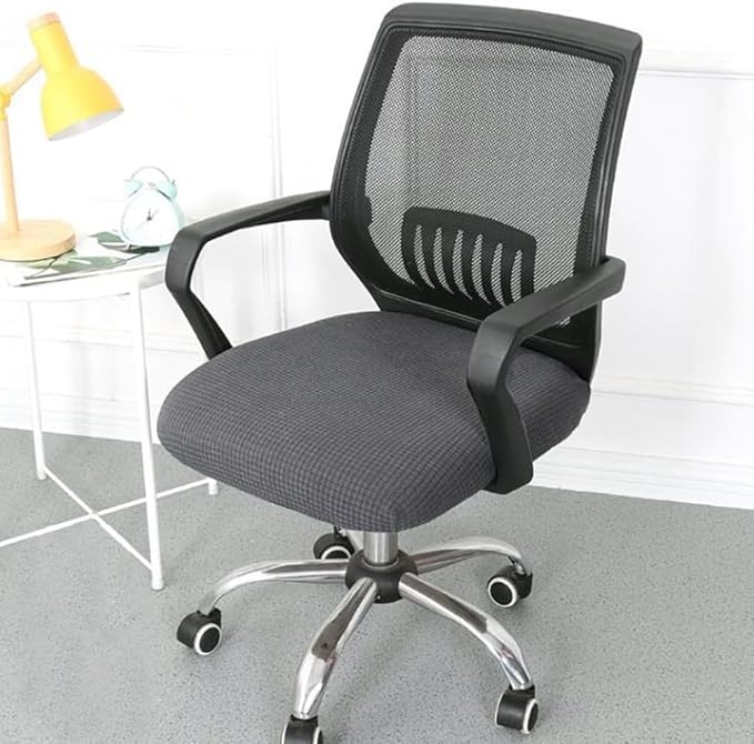 Yikko Office Chair Cover Desk Chair Seat Cover,Computer Chair Cover Elastic Stretch Chair Slipcovers Super Fit Spandex Removable Washable (Silver)
