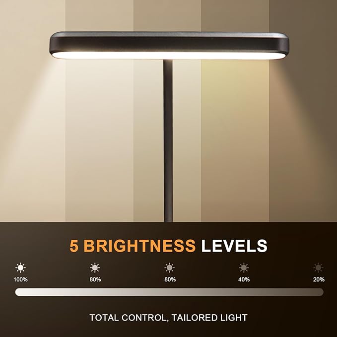 Rechargeable Book Lights for Reading at Night 25 LED - Eye Caring 15 Level Stepless Dimming, Extended 90Hrs Runtime, Lightweight Clip on Light, Gifts for Book Lovers, Black