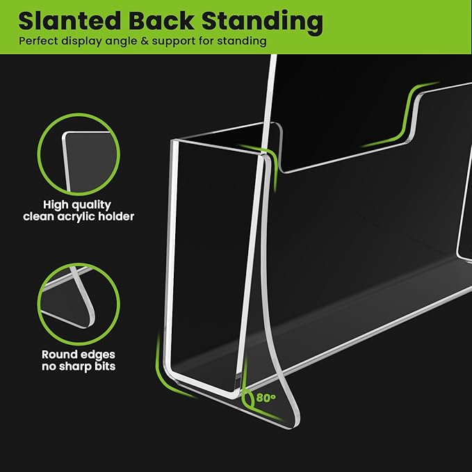 4 Pack Acrylic Brochure Holder 8.5 x 11 inches, Clear Acrylic Literature Holder, Plastic Flyer Stands for Displaying Magazines, Pamphlets, Documents, Booklets, Menu, Journals Countertop Organizer