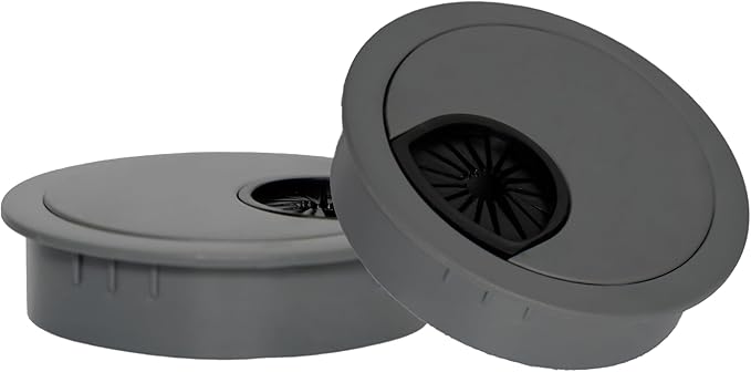 Signite 5 Pcs Plastic Desk Cable Grommet 2-1/2" – Durable Desk Hole Cover for Wire Management, Desks Cord Grommet for Workstations, Tables, Countertops 60mm Hole Cover for Home/Office - (Light Grey)