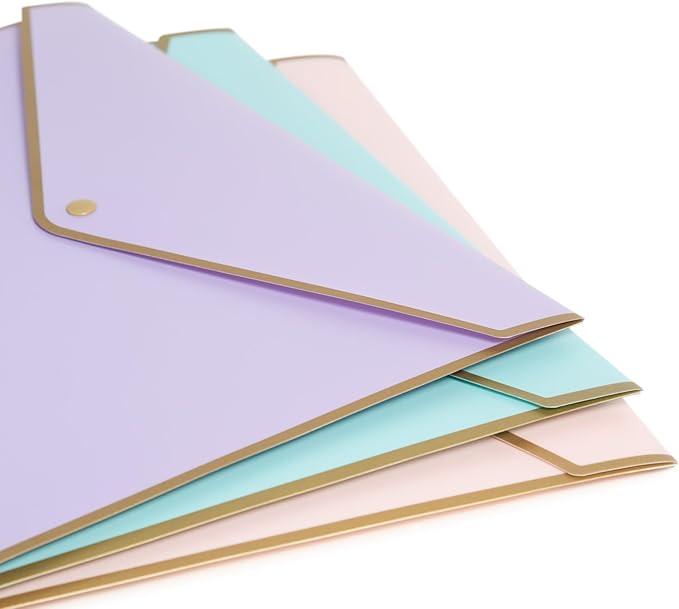 U Brands® Polypropylene Document Holders, 1/2" Expansion, Letter Size, Assorted Pastels, Pack Of 3 Holders