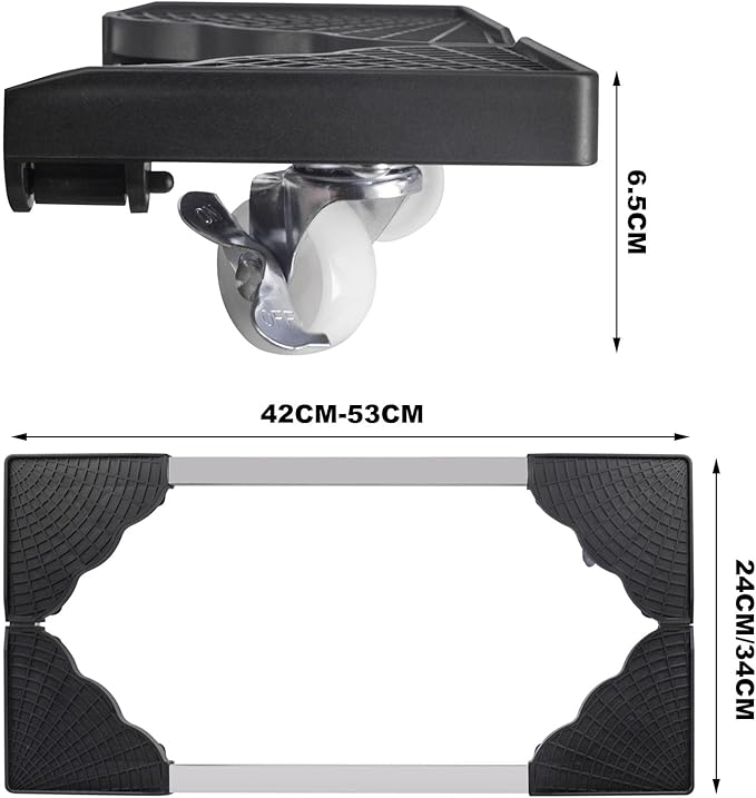 Adjustable Mobile CPU Stand, Ventilated Computer Tower Stand PC Tower Stand with 4 Locking Caster Wheels Fits Most PC (black)