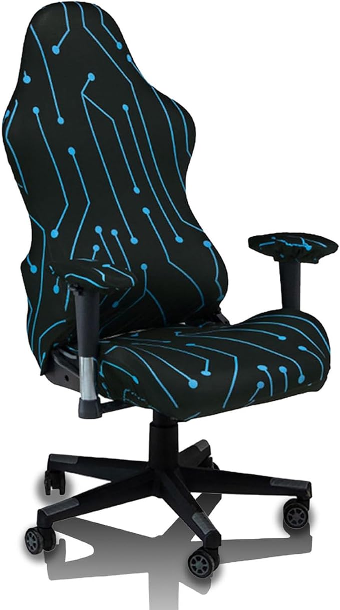 Gaming Chair Covers Slipcovers, 3D Printing Stretchable Elastic Computer Reclining Gaming Chair Seat Cover with Armrest Cover (No Chairs)(N)