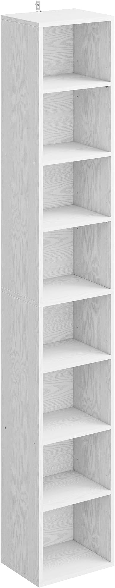 IRONCK Tall Narrow Bookshelf 8 Tiers, Compact Corner Bookcase, Floor Standing Display Storage Shelves 71 in Tall, Easy to Match for Living Room, Office, Study, Bedroom
