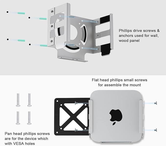 IFCASE Heat Dissipation Design Anti-Scratch Inner Aluminum Under Desk, Wall, Vesa Mount for Mac Studio M4 M3 M2 M1 Max/Ultra (Silver)