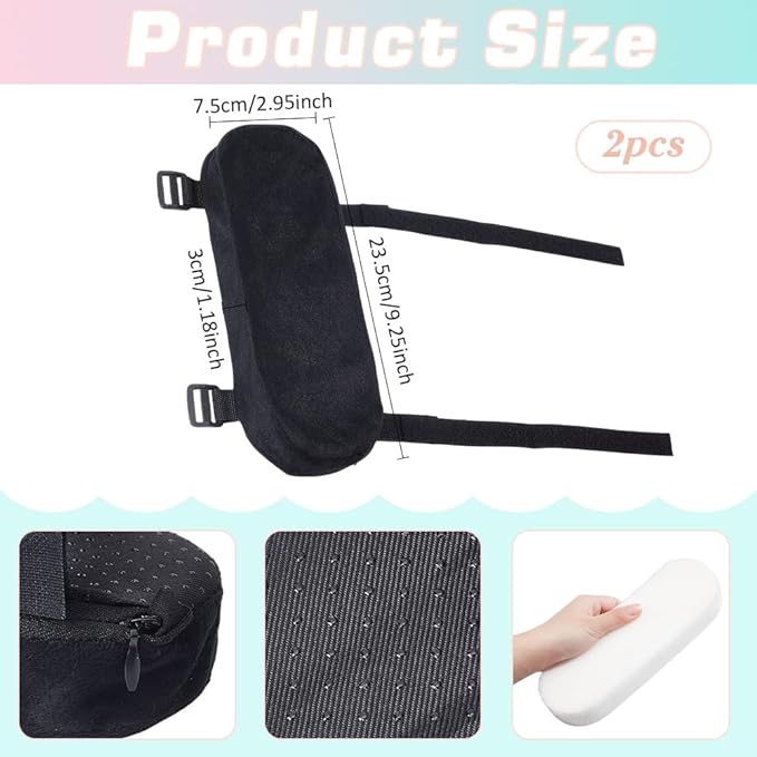 NBEADS 2Pcs Comfortable Arm Rest Cover, Removable Office Chair Armrest Pads Polyester Car Armrest Cushion Polyester Arm Rest for Desk Chair and Gaming Chair Armrest Pads, 9.3x3x1.2inch