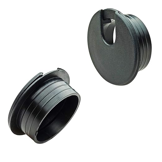 6pcs Desk Grommet 1-3/8 inch Plastic Wire Cord Cable Grommets Hole Cover for Office PC Desk Cable Cord Organizer (Black)