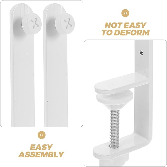 BESPORTBLE Adjustable Over The Table Rod Stand for Pegboards, Folding & Height Adjustable Desk Mount for Shelves and Workbenches, 2pcs White Organizer Holder