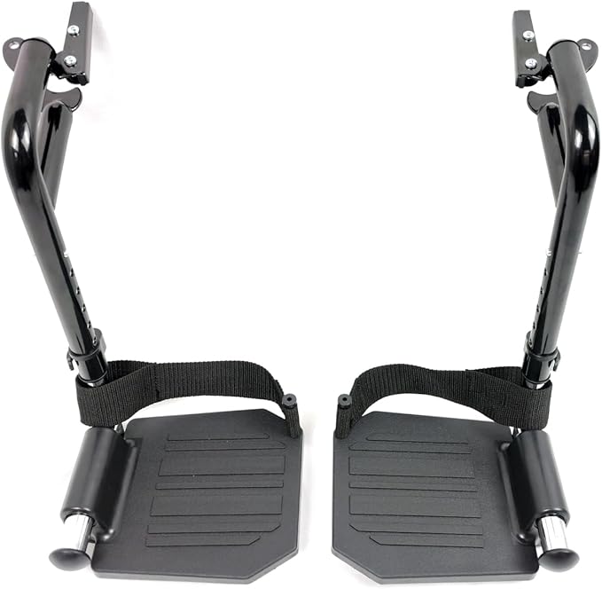 Economy Footrest for Standard Wheelchairs and Transport Chair, Composite Footplates And Heel Loops,Universal Swing-Away Footrests, wheelchair replace parts.Same function as T93HEP, PH-SF.(1 Pr, Black)