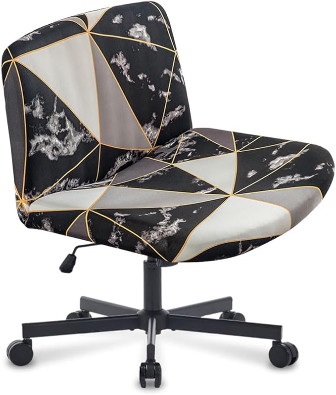 Levoberg Armless Criss Cross Office Desk Chair Cover Slipcovers Printed Vanity Desk Chair Covers Armless Cross Legged Wide Chair Covers Accent Mid Back Wide Swivel Task Chair Protector #15