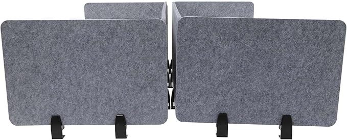 Stand Up Desk Privacy Panel, Clamp On Desk Divider, Acoustic Desk Privacy Panel - 2 x Long Panel - 59 x16In + 4 x Short Panel - 23.6x16In Library & Office Furniture Partition