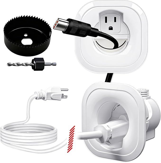 in Wall Cable Management Kit,All-in-One Voltage Adapted Cable Organizer, Streamline Wires for Living Room/Office | Easy Install Wall Wire Hider, with Drill Hardware in Wall Cable Management