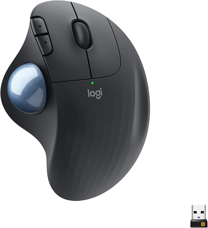 Logitech Ergo M575 Wireless Trackball, Ergonomic Comfort Design, Optical Wireless up to 33 feet 2000 DPI, Bluetooth Technology - 910-005869 (Black) (Renewed)