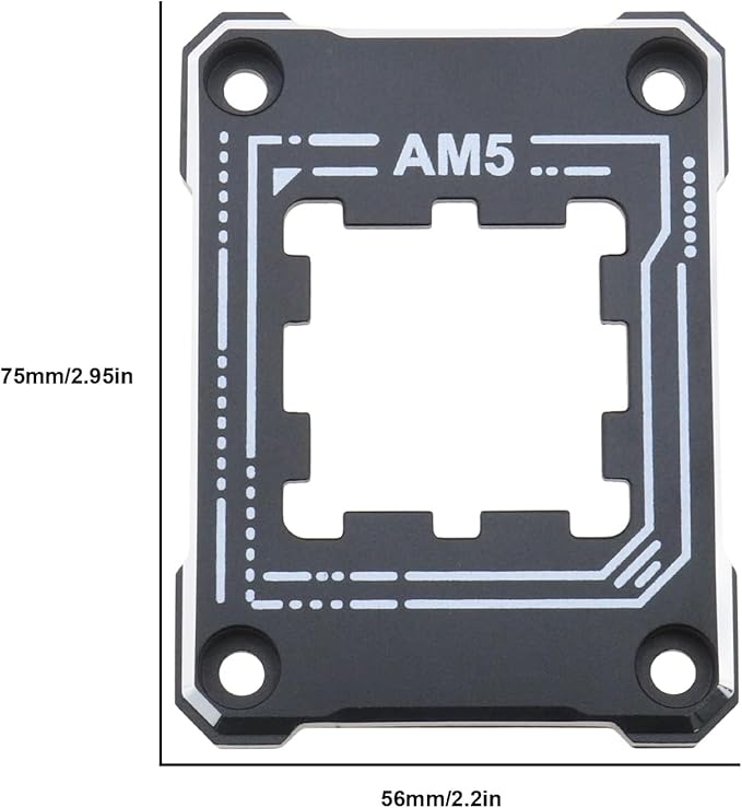 AM5 CPU Holder AM5 Anti-Bending Contact Frame with 4Pcs Screws & 1x Screwdriver Corrective Anti-Bending Fixing Frame 75x56mm/ 2.95x2.2in Black